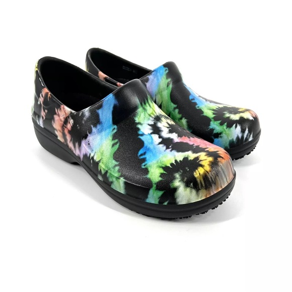 Crocs Neria Pro Clogs Womens Size 6 Colorful Tie Dye Slip On Work Nurse Shoes - Picture 12 of 12